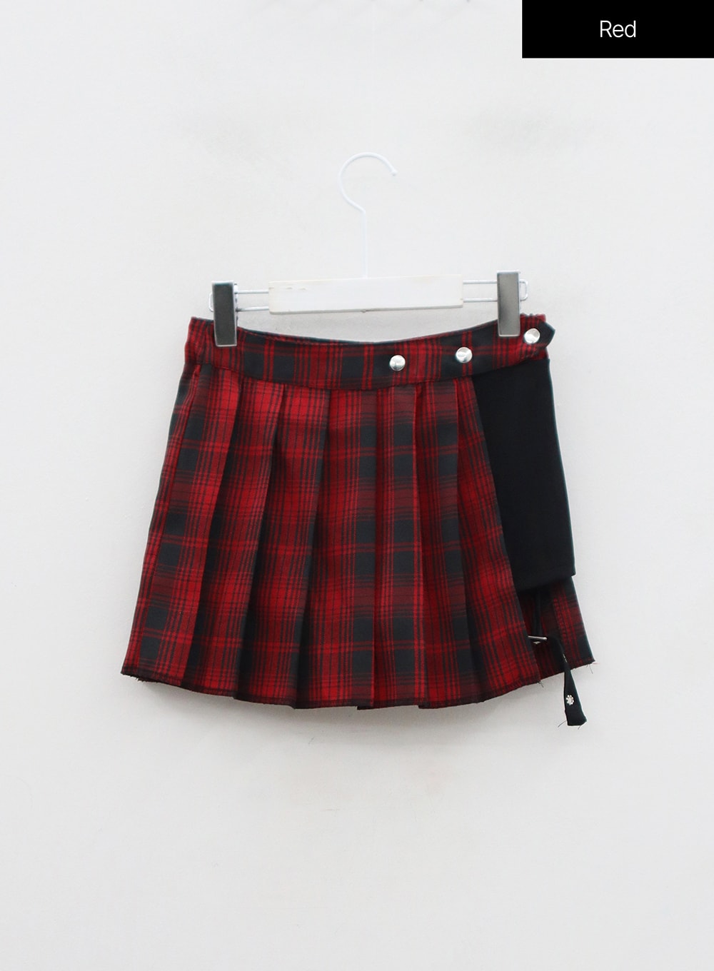 Layered Plaid Pleated Mini Skirt And Short Pants BN22