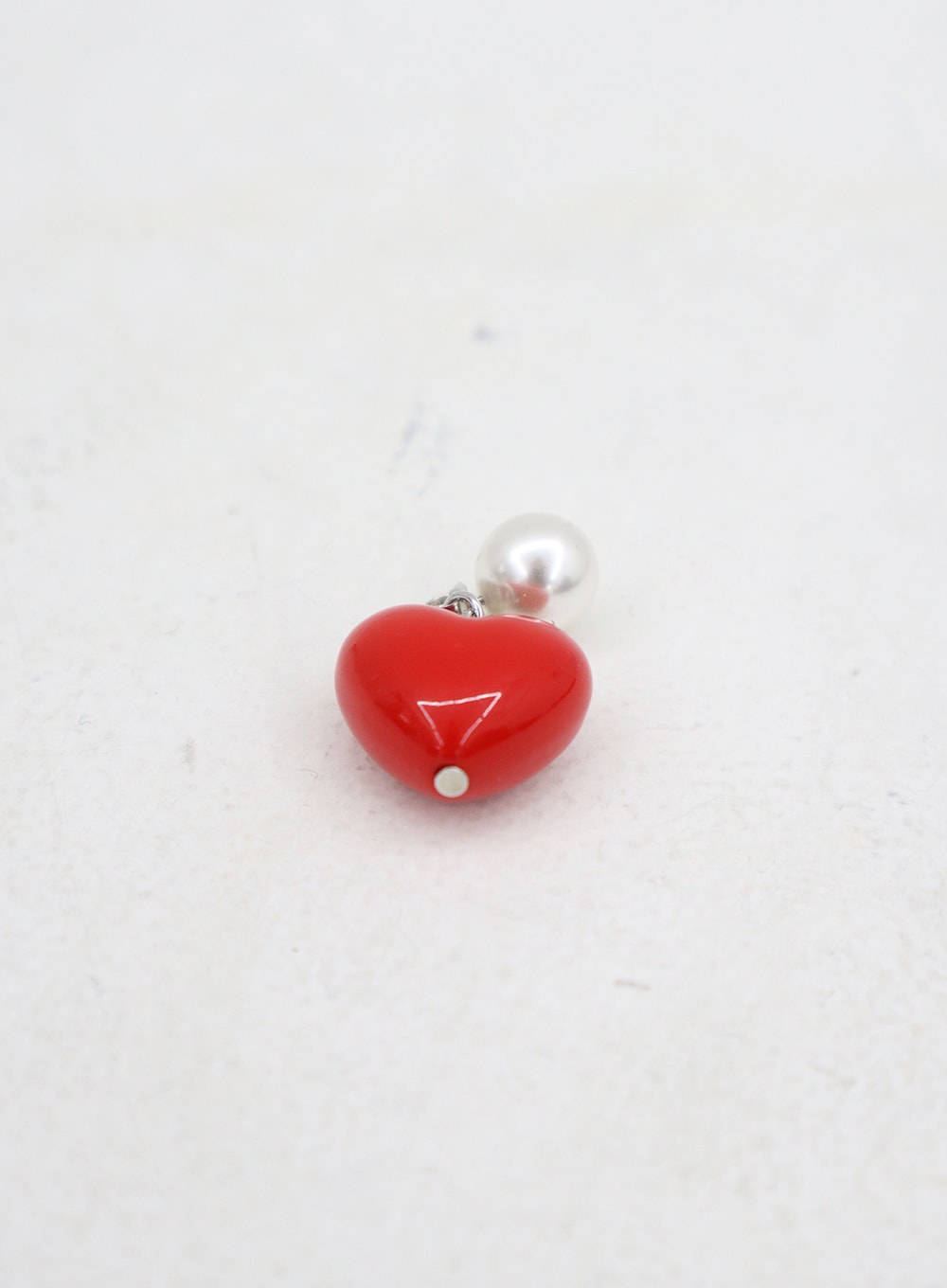Pearl Red Heart Earrings BD09