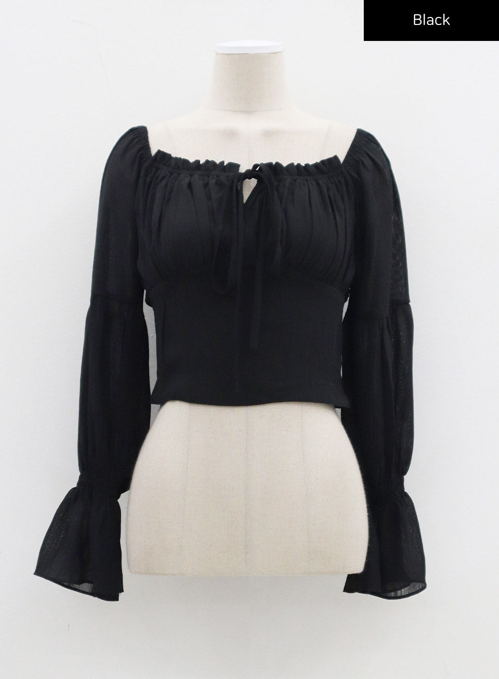 Tie Detail Ruched Bust Puff Sleeve Blouse CJ326