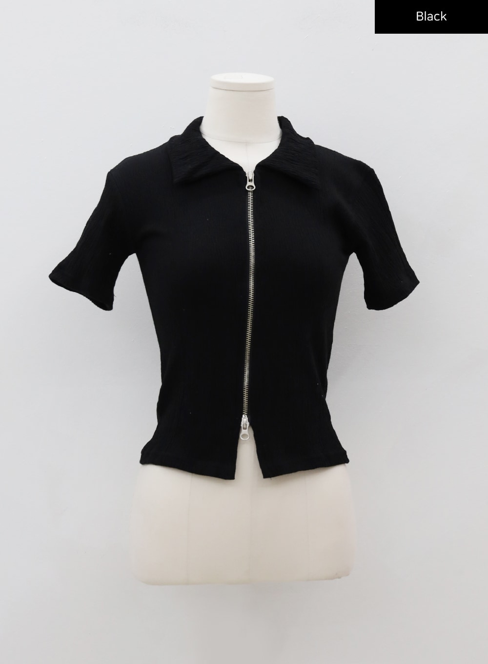 Two-Way Zip-Up Collared Top BJ17