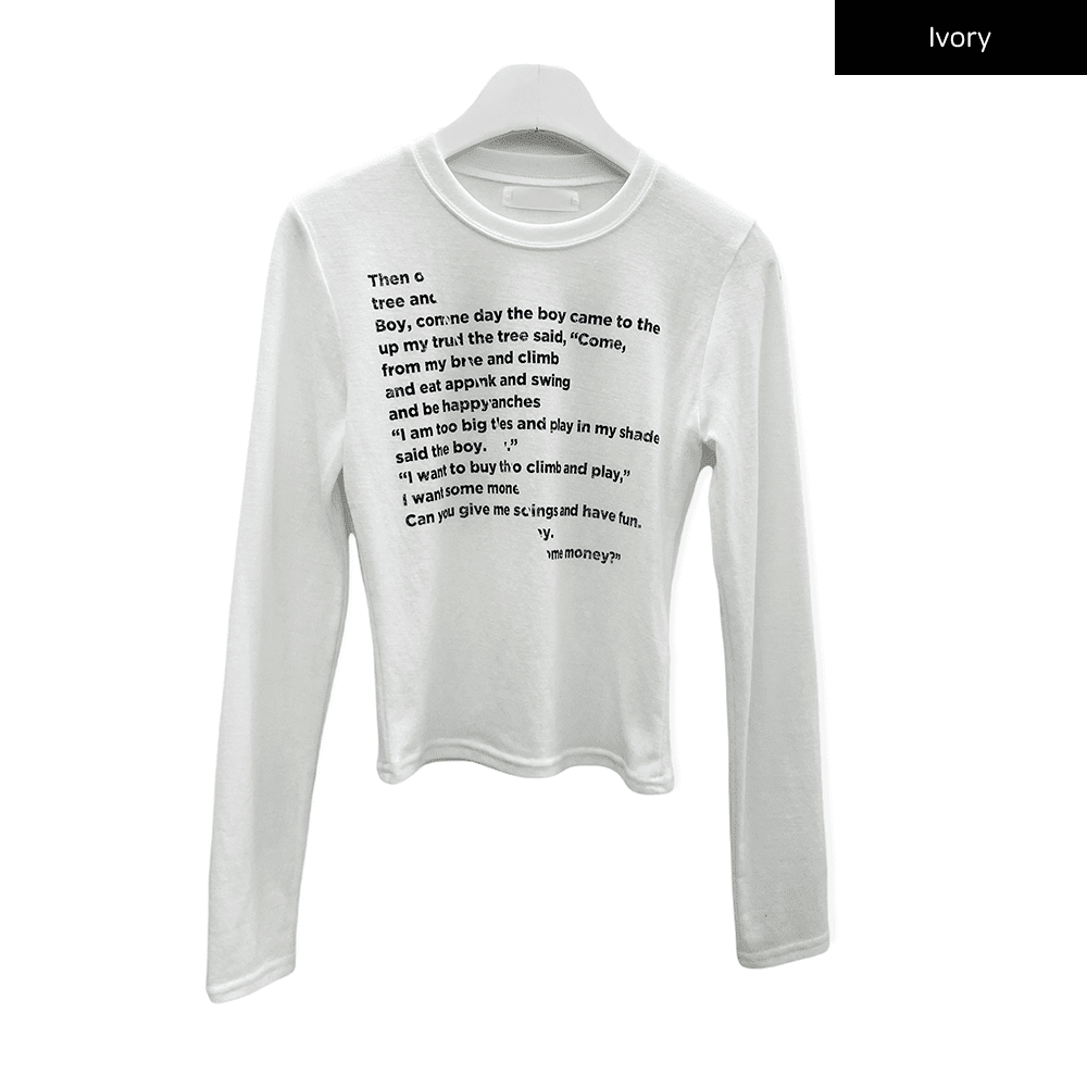 Cropped Long Sleeve T Shirt with Graphic Print F10